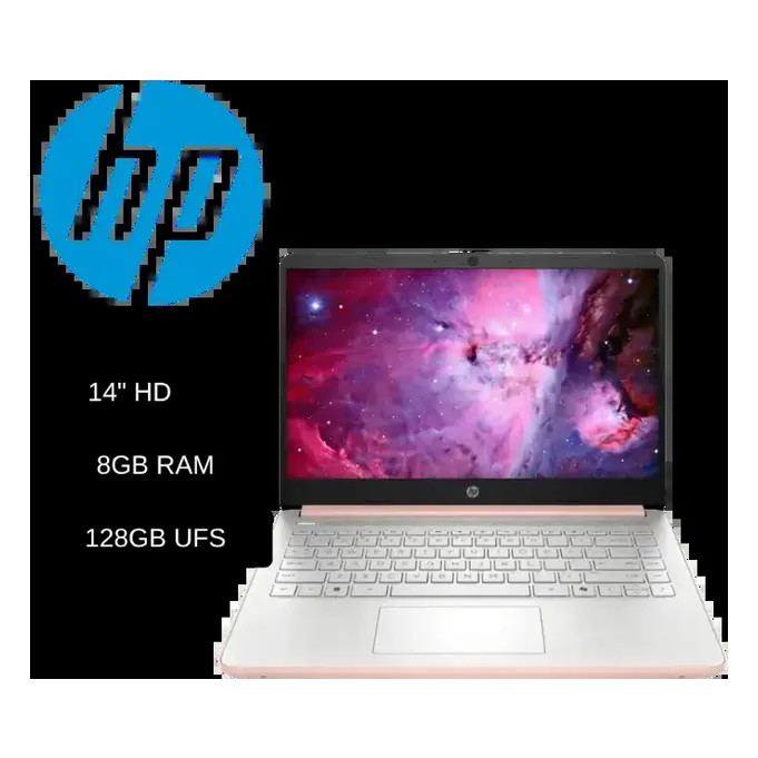 Laptop HP 14-dq6105dx (D0SN9UA#ABA) Intel N150 / 4GB RAM/ 128GB UFS / pantalla 14 HD / 3 celdas/ Windows 11 / americana / rosada HP
