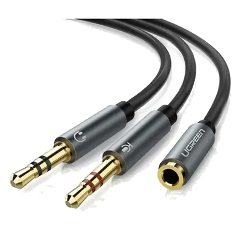 UGREEN AV140 Cable audio 3.5mm hembra a 2 machos negro UGREEN